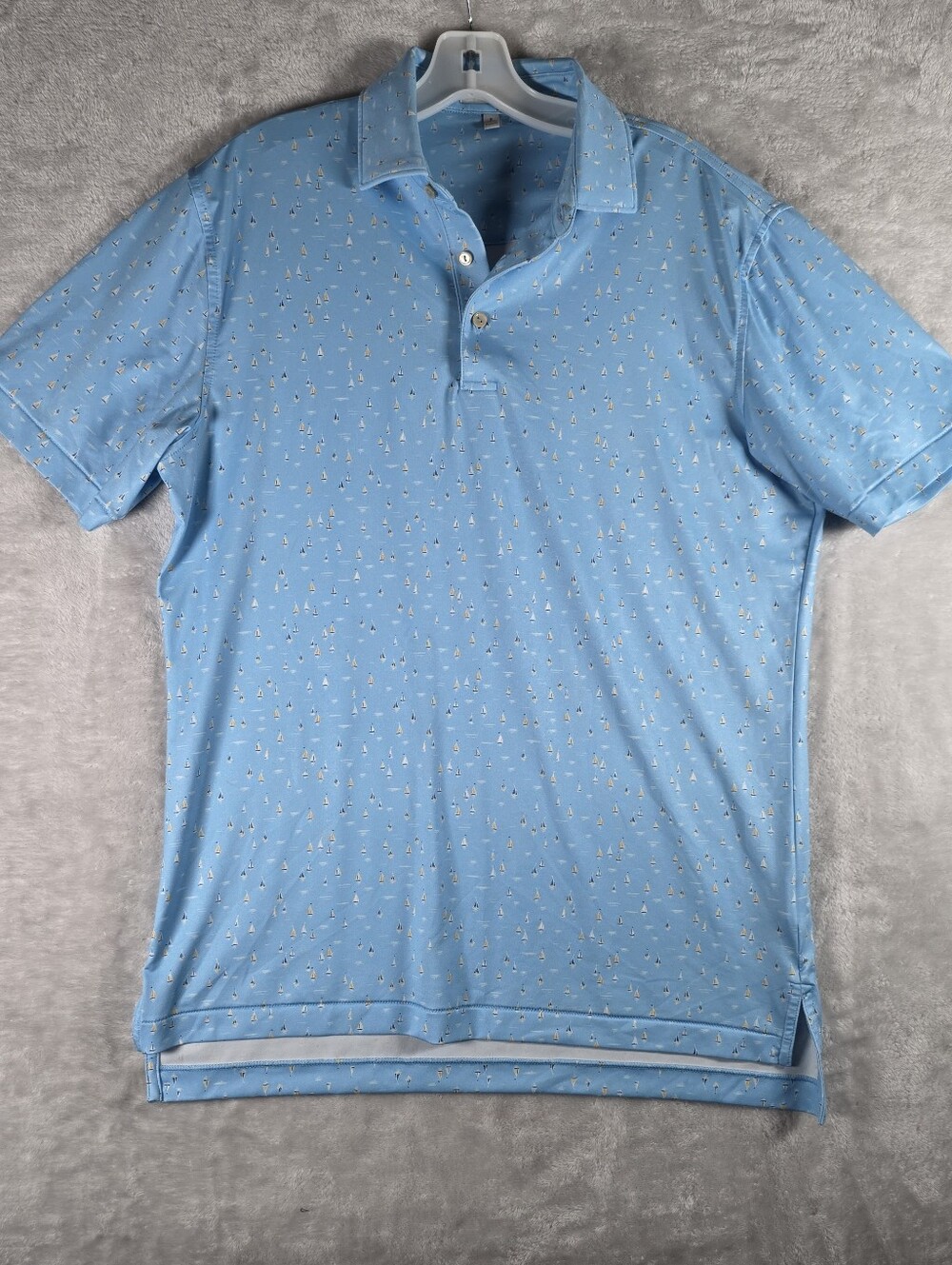 Peter Millar Summer Comfort Mens Size Small Sailing Away Polo Shirt Golf Blue